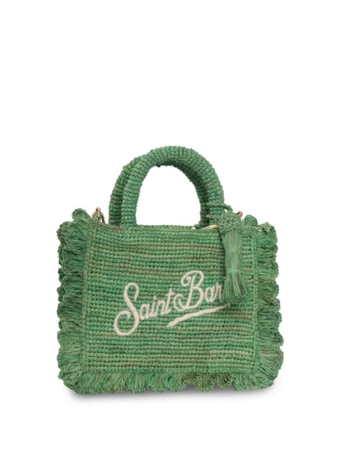 MC2 Saint Barth ruffled-trim embroidered mini tote bag Green RAFV002