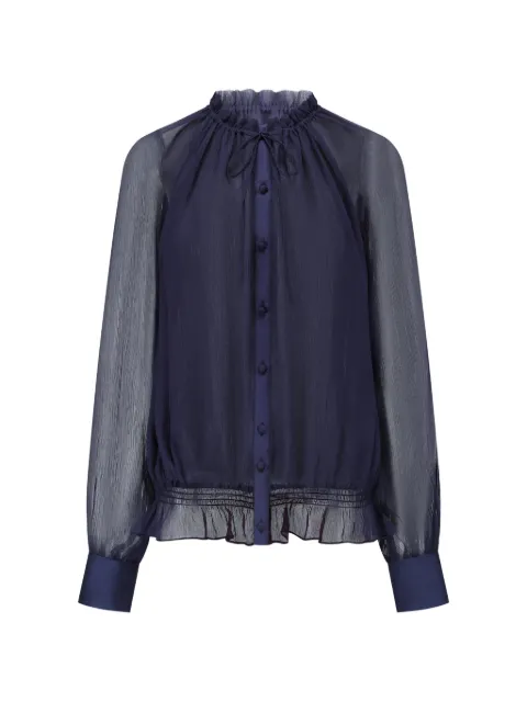 OUDE WAAG ruffled silk shirt Blue OW26RSST03V1BU690