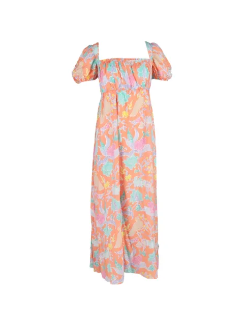 Diane Von Furstenberg Vintage 2022 Dhalia puff-sleeve A-line dress Orange RFCPUGBCL678853W