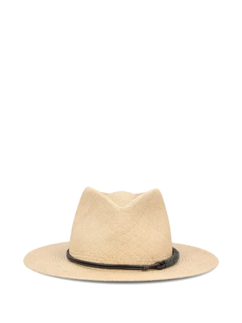 Brunello Cucinelli woven monile fedora hat Neutrals MCAP90036CXF57