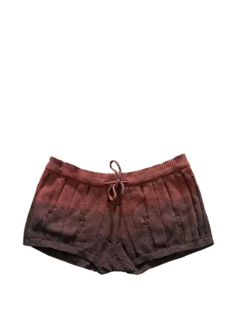 Leslie Amon distressed ombré-effect mini shorts Brown LAMSSSS26060