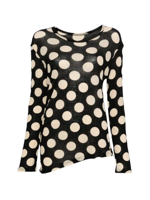 Y's polka dot long-sleeve top Black YVT72864
