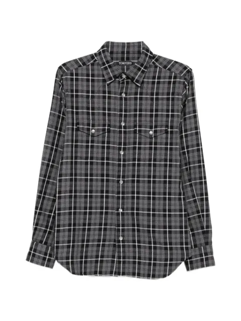 TOM FORD Western check shirt Grey HDS001FMC347
