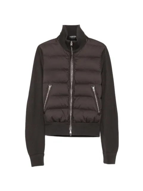 TOM FORD quilted-panel zip-up jacket Black KZY010YMW097