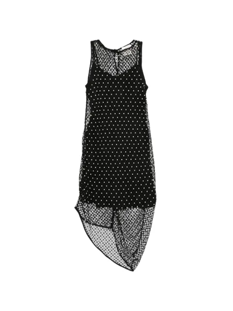 Paris Georgia pearl-embellished asymmetric midi dress Black PRLD001