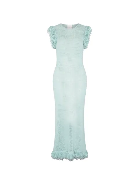 Paris Georgia fringed fishnet dress Blue FRIND003