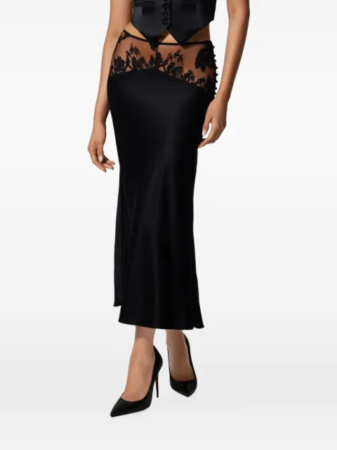 Kiki de Montparnasse Sabine lace-trim maxi skirt Black S262SK095