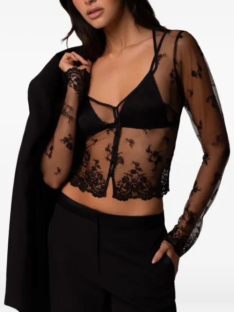 Kiki de Montparnasse Juliette lace-embroidered top Black S262TP201