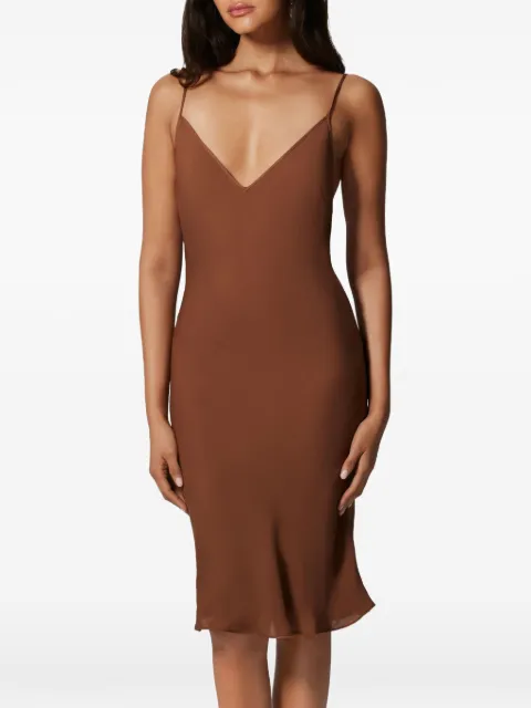 Kiki de Montparnasse V-back georgette slip dress Brown S262DR228D