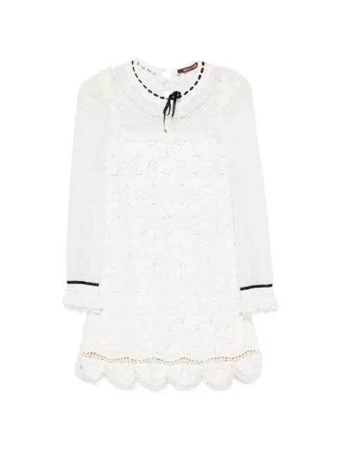 Roberto Cavalli crochet ribbon-detail mini dress White LDM120MR001