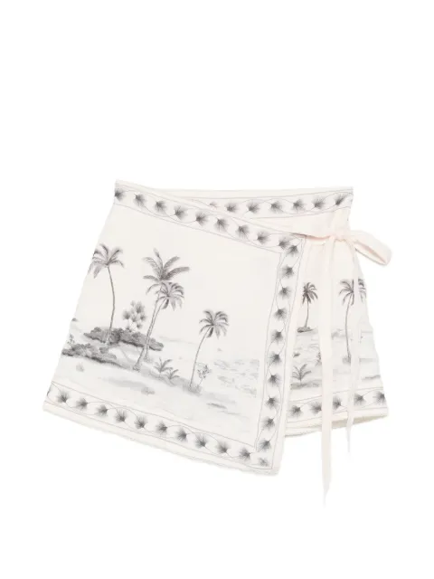 Agua By Agua Bendita Luna graphic-print linen sarong White 22022