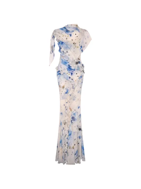 Paris Georgia ruffled printed maxi dress Neutrals ROMAD001
