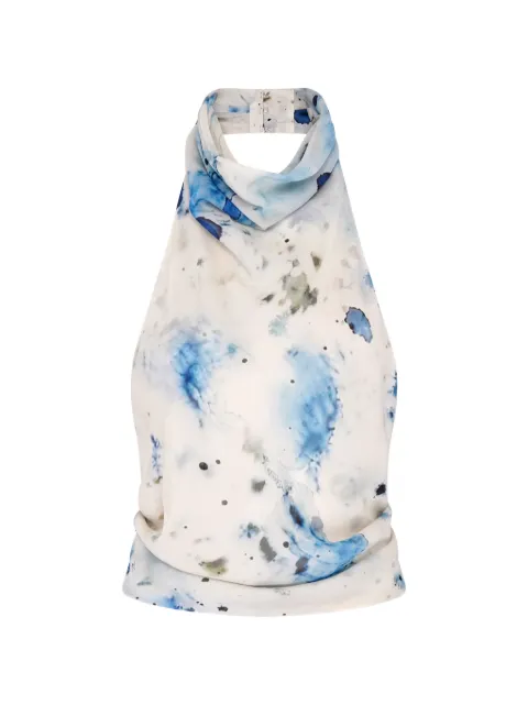 Paris Georgia high-neck wrap top White WRPT001