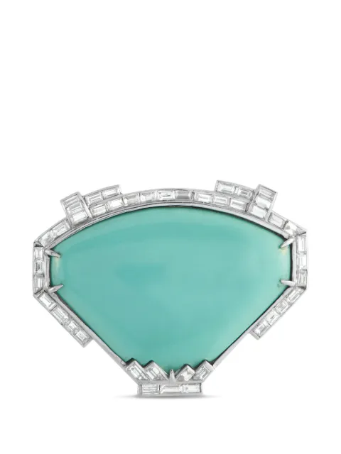 LB Exclusive diamond turquoise brooch Silver MF42022026