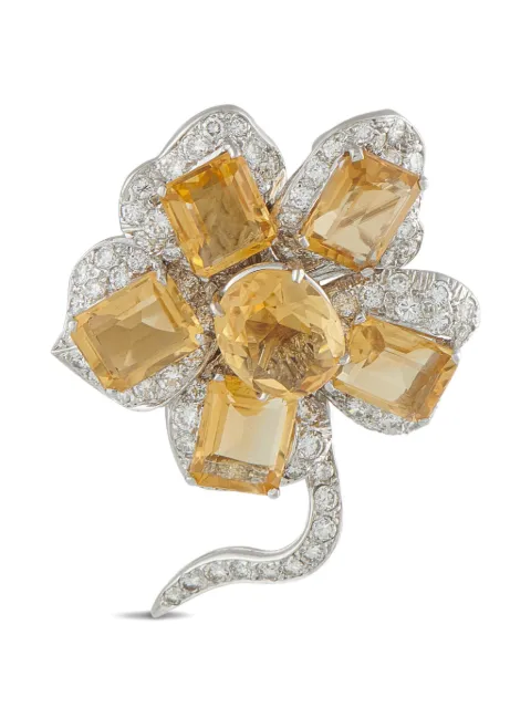 LB Exclusive flower-shaped diamond and citrine brooch Silver MF14021926
