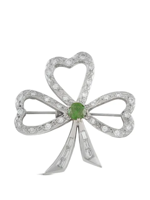 LB Exclusive diamond demantoid clover brooch Silver MF65021826