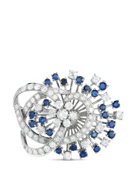 LB Exclusive fan-shaped diamond and sapphires brooch Silver MF46022026
