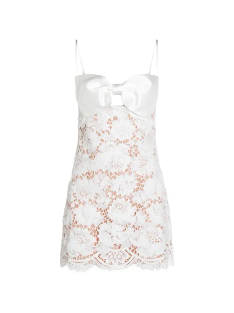 Self-Portrait bow lace mini dress White AW25201SAW