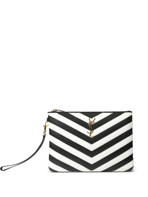 Saint Laurent Pre-Owned Cassandre chevron-print pouch Black DPVC9041