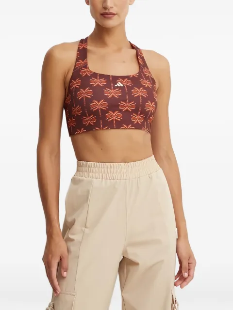 adidas x Farm Rio palm-print sports bra Brown JE4031