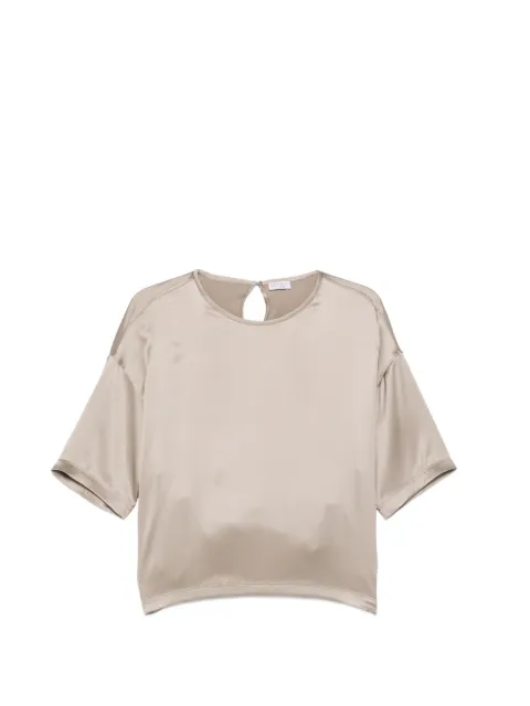 Brunello Cucinelli short sleeve silk top Neutrals M0C59DZ310C8690
