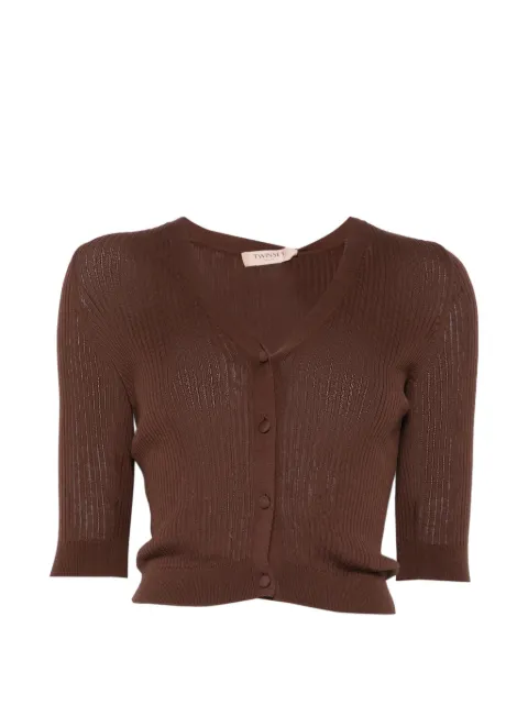 TWINSET V-neck ribbed cardigan Brown 261TT3182