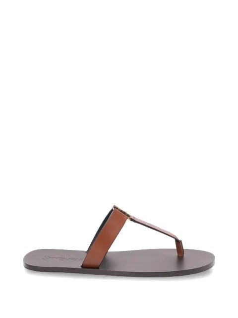 Saint Laurent Babylone logo leather sandals Brown 825294DWETT