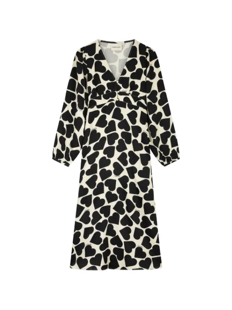 Fabienne Chapot Andy heart-print V-neck midi dress Neutrals ANDY