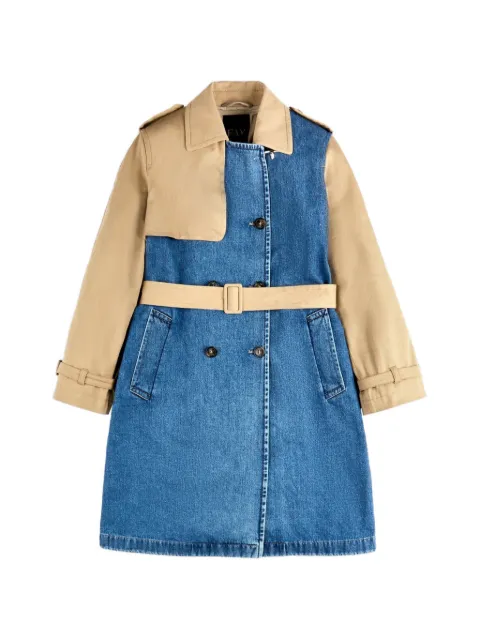 Fay panelled-design belted coat Blue NAW6252375LGB11033