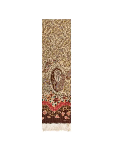Valentino Garavani paisley fringed scarf Neutrals WET028YVT