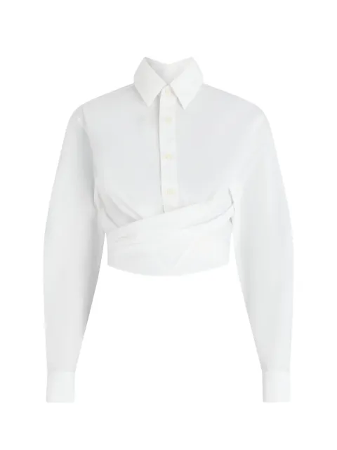 Jean Paul Gaultier The Cropped Cache-Coeur cotton shirt White 2602WST059C07001