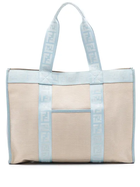 Fendi Pre-Owned 2000-2010 Zucca Trimmed Canvas tote bag Blue BQP6RK423PBYM30T