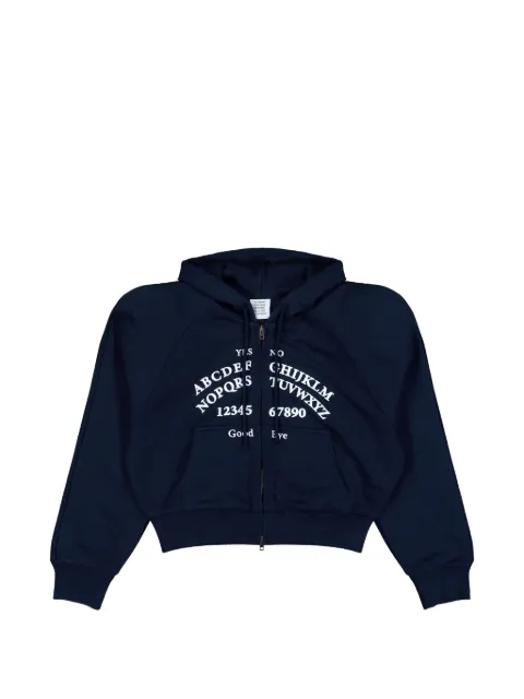 VETEMENTS alphabet-print zip-up hoodie Blue WE76ZU496N