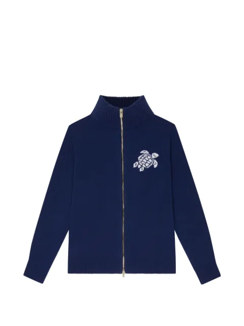 Vilebrequin logo-jacquard zip-up cardigan Blue JUAB9005