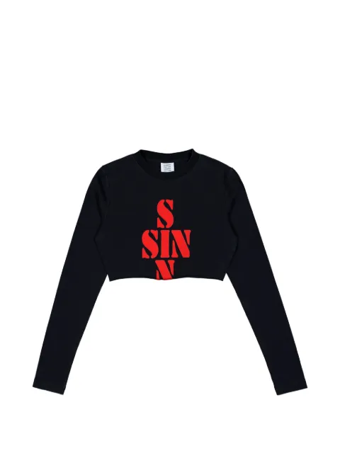 VETEMENTS cropped T-shirt Black WE76LS541B