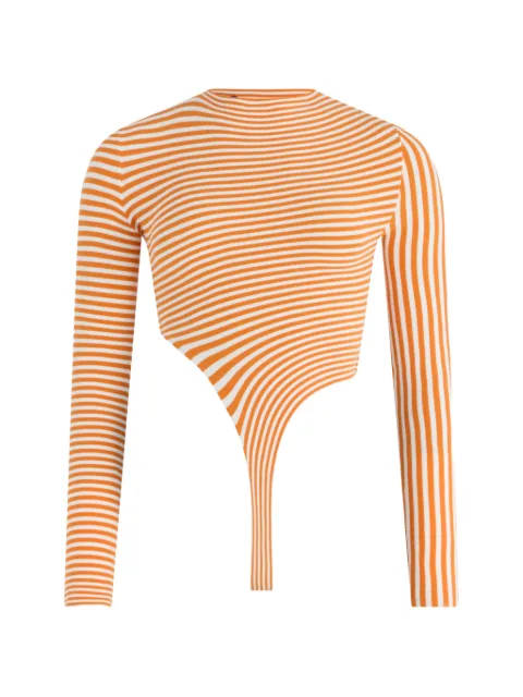Jean Paul Gaultier The Striped asymmetric bodysuit Orange 2602WPO051K0280115