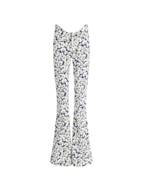 Jean Paul Gaultier The Curved flower-print denim flared jeans White 2602WTR098W0965901