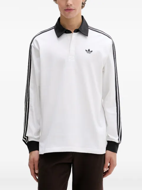 adidas logo-embroidered striped-sleeve polo shirt White KE3575