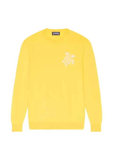 Vilebrequin jacquard turtle cotton sweater Yellow RAYAS477