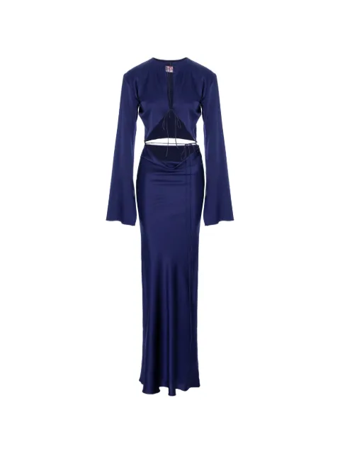 MANURÍ Sylvia cut-out tie silk dress Blue MRSS26SKEL9DR40