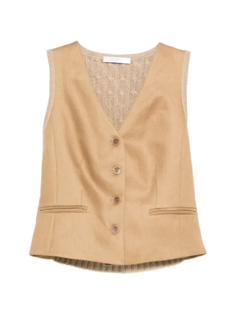 Max Mara cable-knit waistcoat Brown 2611351012600