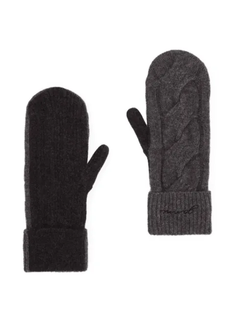 GANNI cable-knit mittens Grey A6490