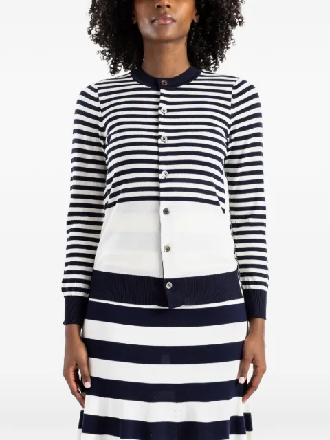 Junya Watanabe round-neck striped cardigan Blue JQN029