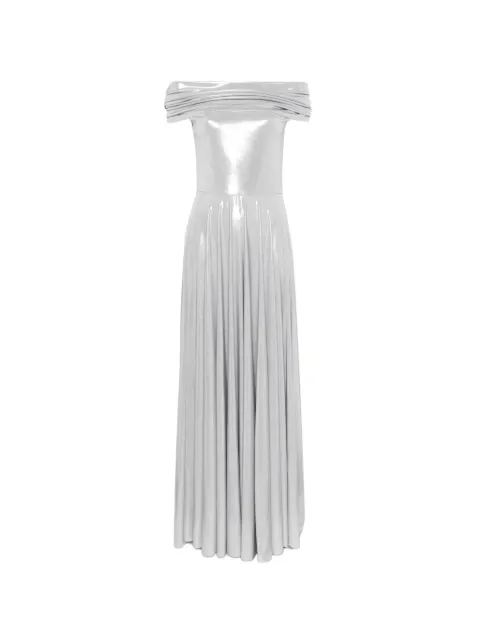 Norma Kamali off-shoulder pleated dress Silver ST1263LMT54058