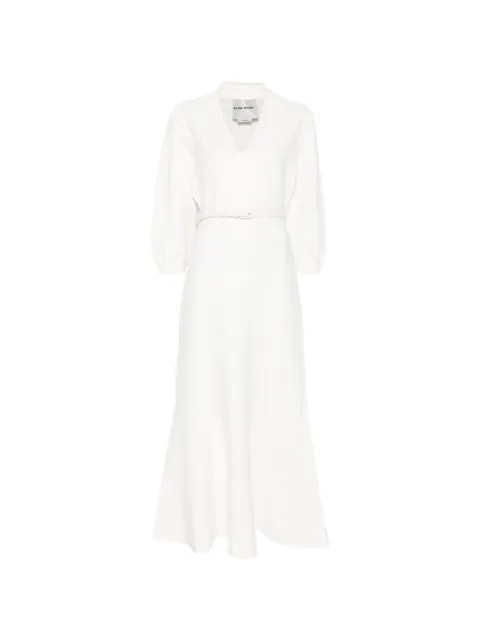 Roland Mouret V-neck belted dress Neutrals RMSS26042MFKC