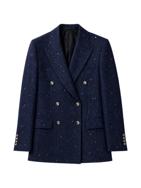 Tagliatore double-breasted glitter-detail blazer Blue JLORELEY19B