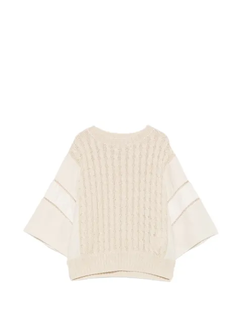 Max Mara cable-knit panelled sweater Neutrals 2611361012600