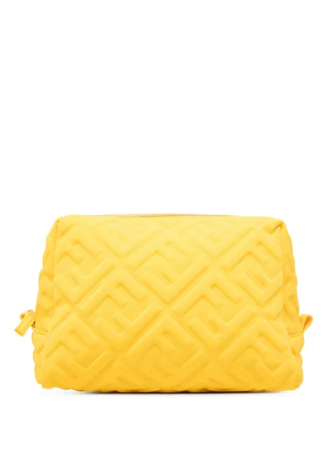Fendi Pre-Owned 2010-2025 Zucca Embossed Technical Fabric Cosmetic pouch Yellow LWMGTWQ9SH4E9ZM5