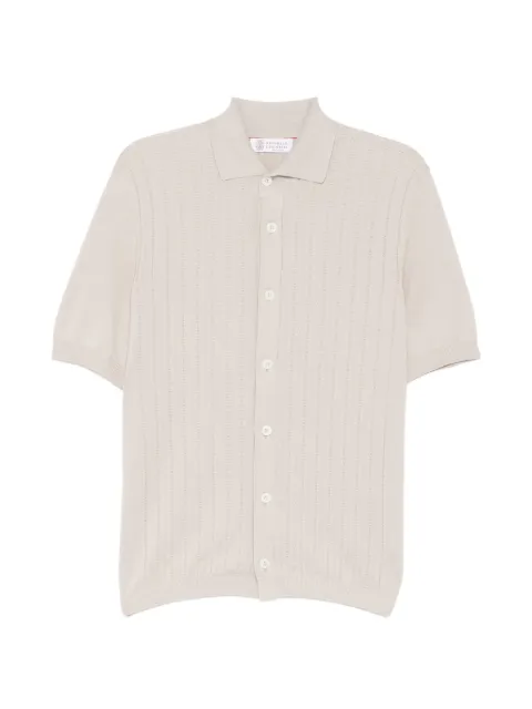 Brunello Cucinelli ribbed buttoned polo shirt Neutrals M29204006C7944