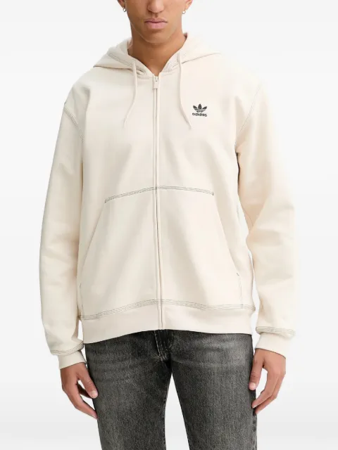 adidas contrast-stitch zip-up hoodie Neutrals JW0968